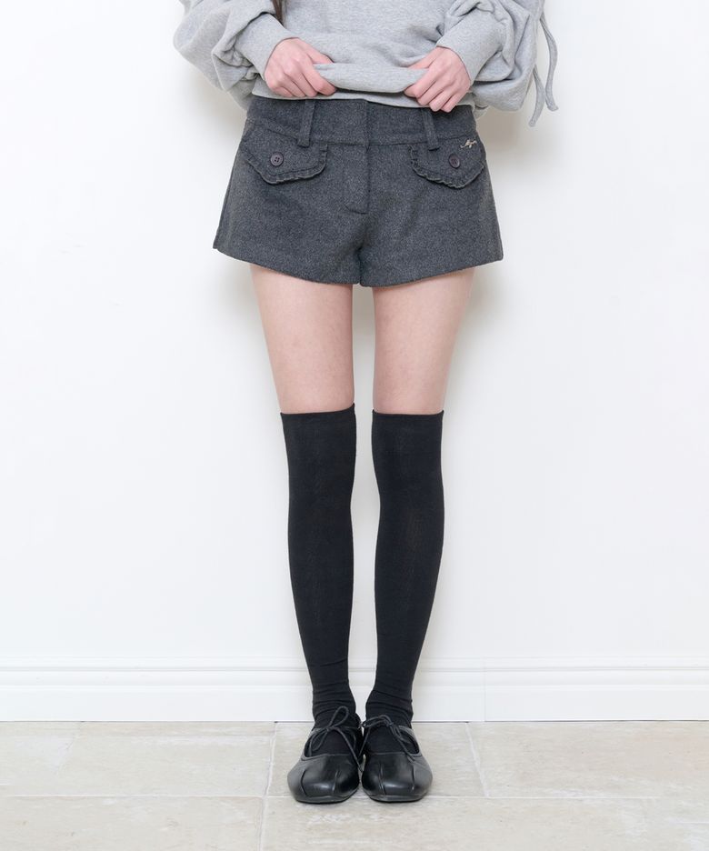 포켓 러플 쇼츠 차콜