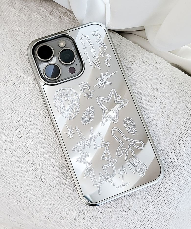 BOUNDARIES Signal Doodle Bumper Mirror Phone Case (SV_WH/MagSafe)