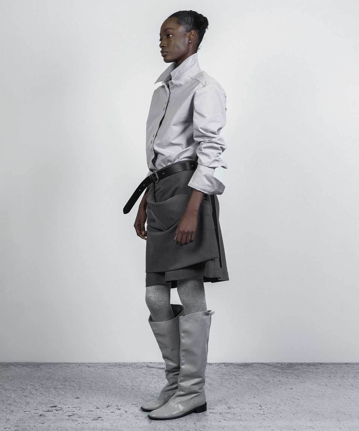 나체(NACHE) DOUBLE CUFFS SHIRTS MISTY GRAY
