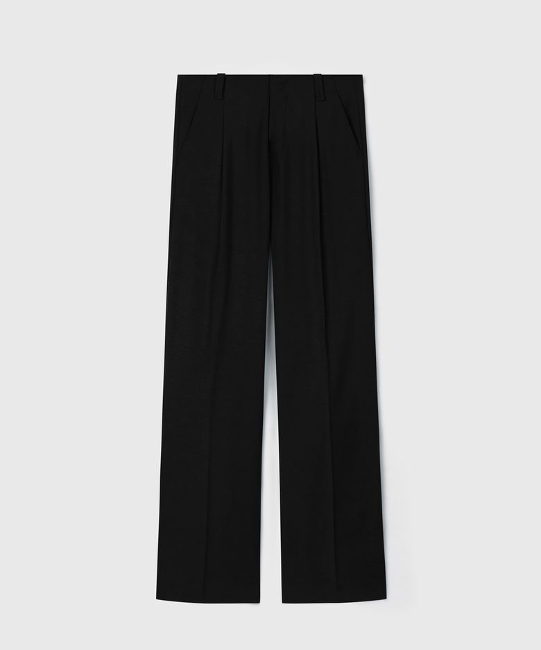 GALA PLEATED WIDE-LEG TROUSERS BLACK