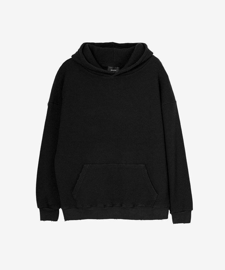 그리드 와플 후드 (Black)