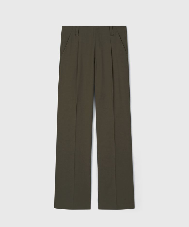GALA PLEATED WIDE-LEG TROUSERS DARK CEDAR