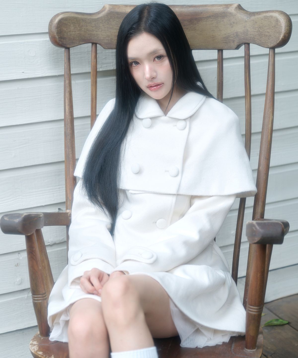 일리고(ILLIGO) 벨 케이프 코트 크림