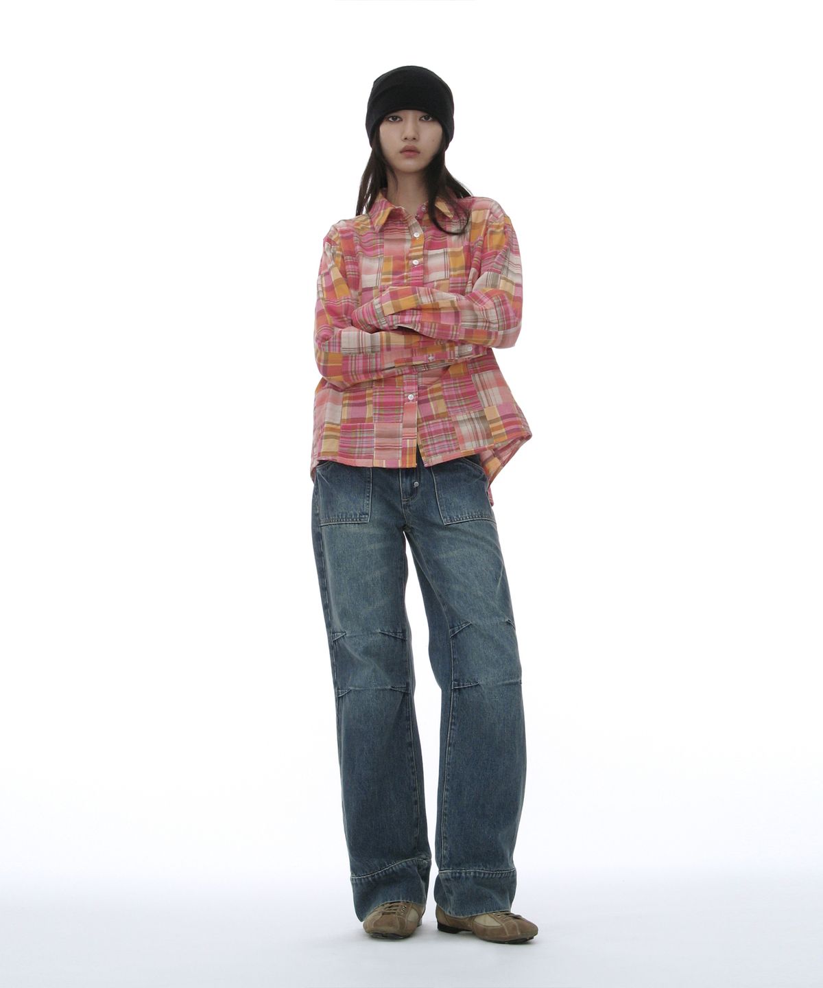 파르티멘토 우먼(PARTIMENTO WOMEN) 로우라이즈 퍼티그 진_다크 블루