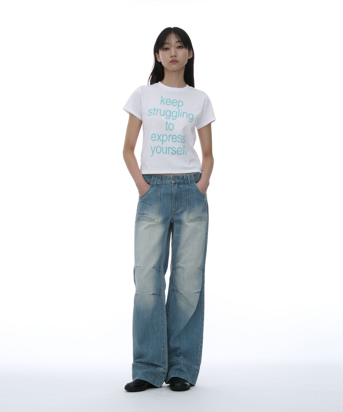 파르티멘토 우먼(PARTIMENTO WOMEN) 로우라이즈 퍼티그 진_라이트 샌드