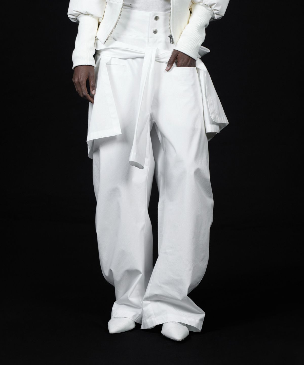 나체(NACHE) TIED SHIRT PANTS WHITE