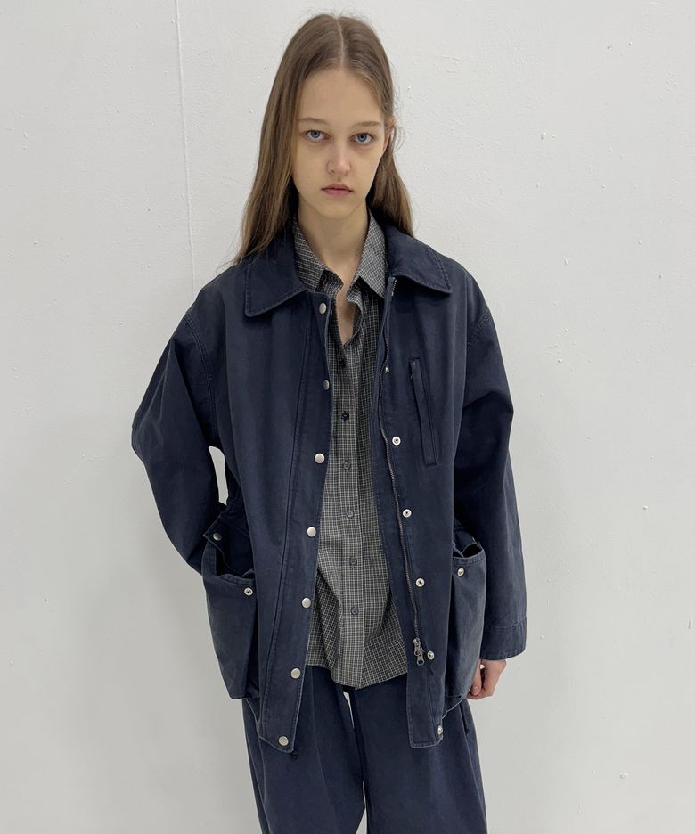 워시드 초어 코트_네이비