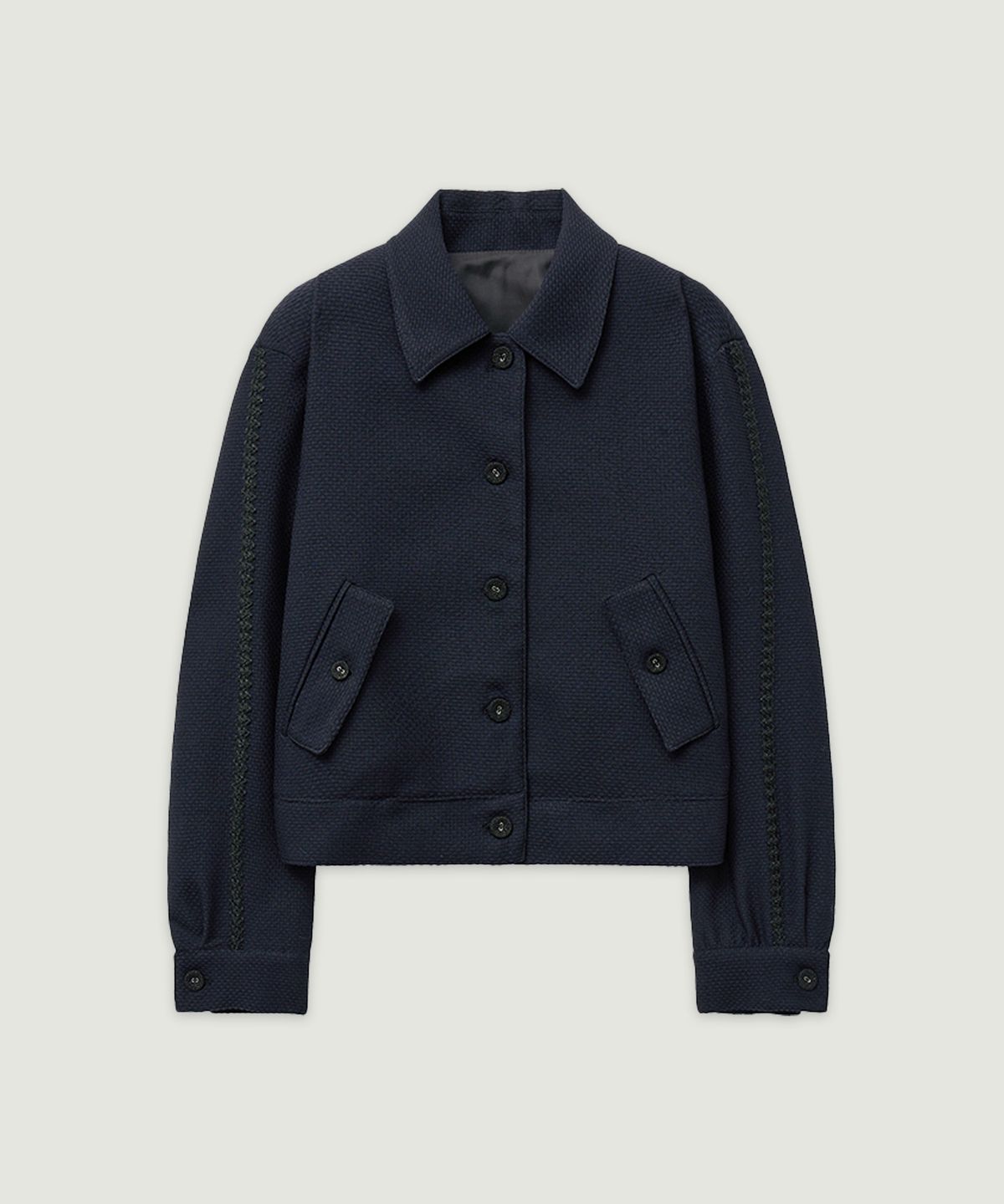 엘무드 우먼(LMOOD WOMEN) TWEEDY Button Blouson Jacket Navy