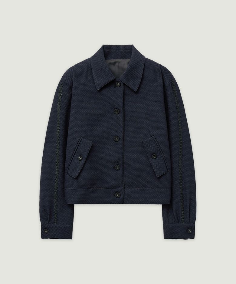 TWEEDY Button Blouson Jacket Navy