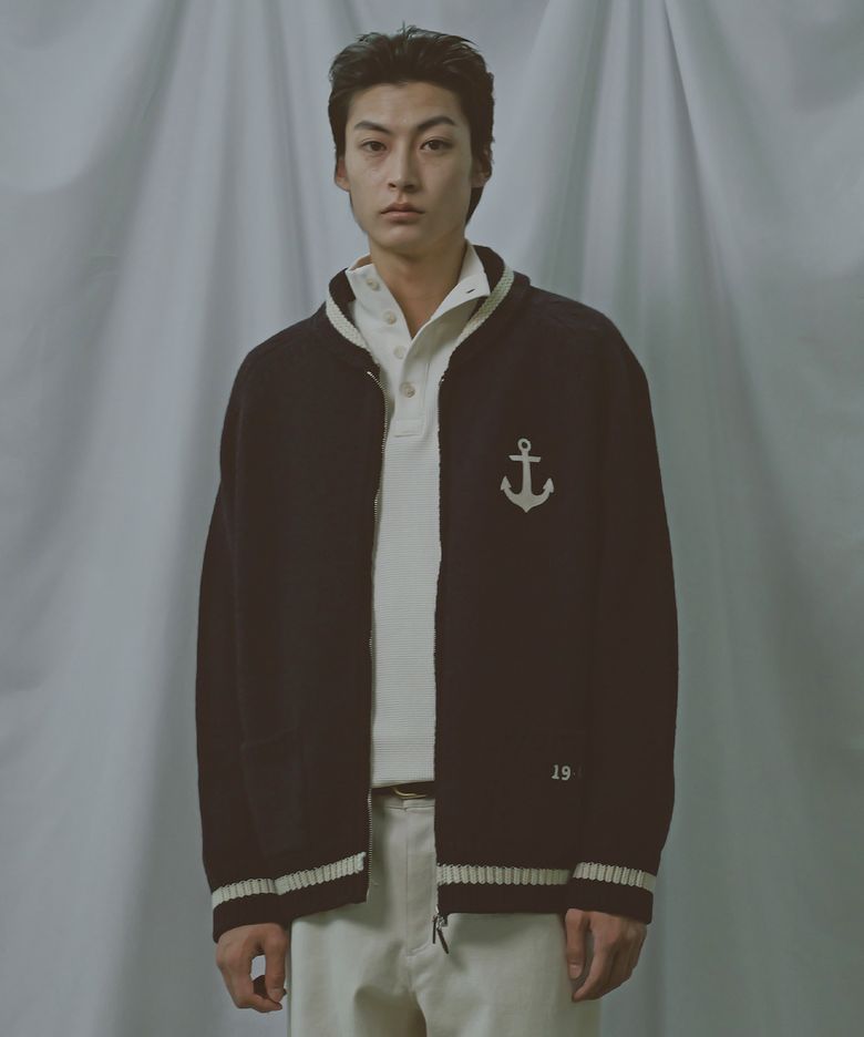 [COLLECTION LINE] 울 블렌드 마린 집업 니트 네이비