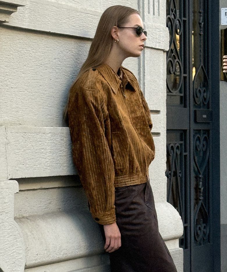 CARLA Cotton Corduroy Blouson Jacket Camel