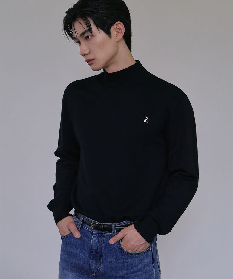 Signature half pola knit(Black)