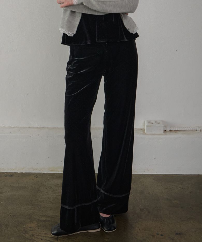 GLAM Dot Velvet Pants Black