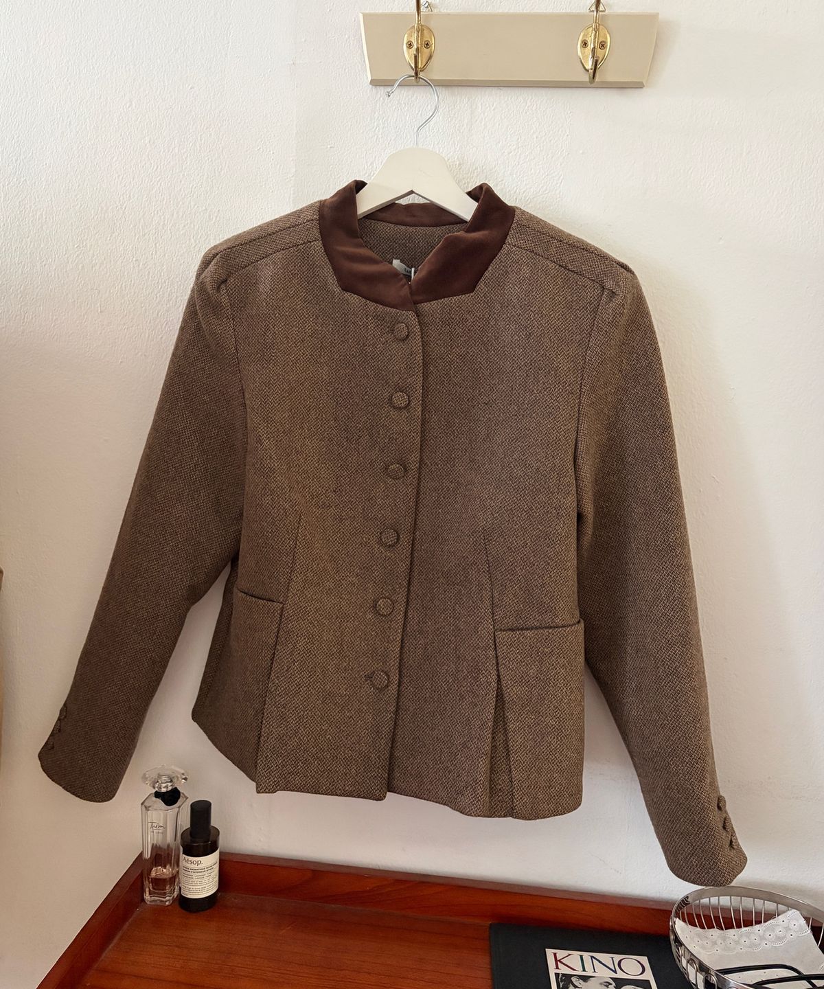 엘무드 우먼(LMOOD WOMEN) ALIX Wool Tweed Short Jacket Brown