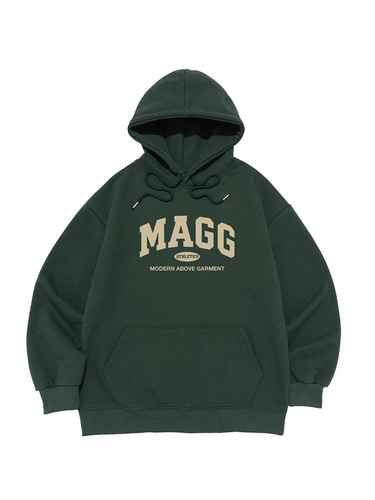 엠에이지그램(MAGGRAM) (박스티) 아날로그 레터링 로고 후드 티셔츠 (그린)