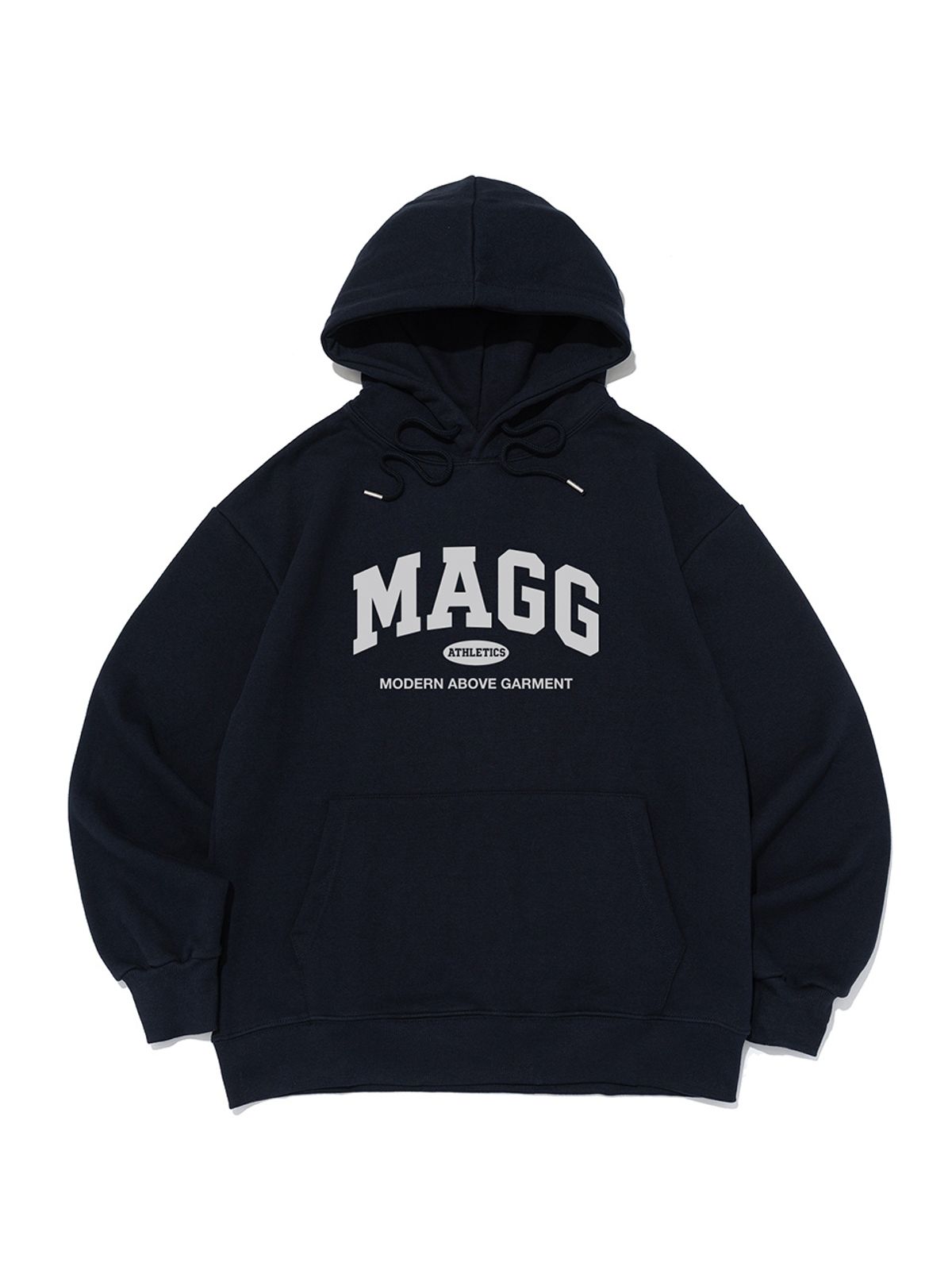 엠에이지그램(MAGGRAM) (박스티) 아날로그 레터링 로고 후드 티셔츠 (네이비)