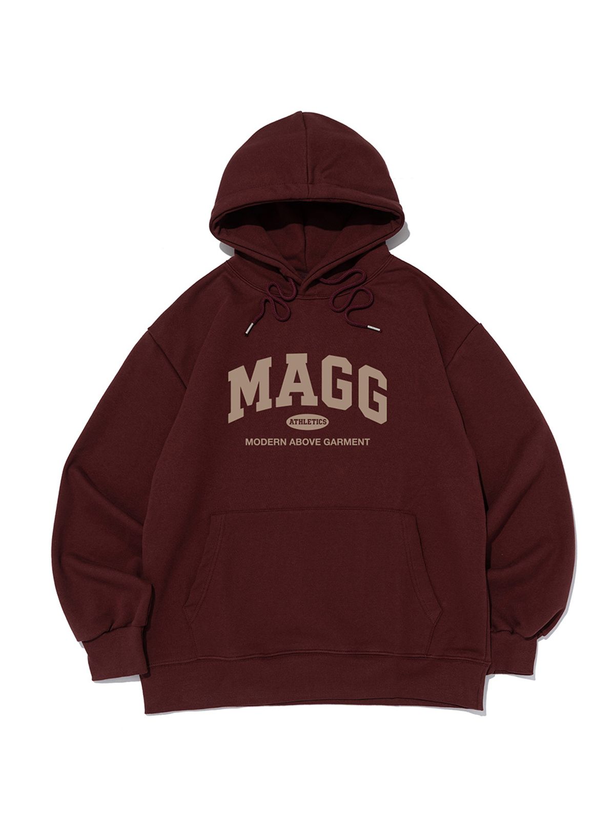 엠에이지그램(MAGGRAM) (박스티) 아날로그 레터링 로고 후드 티셔츠 (와인)