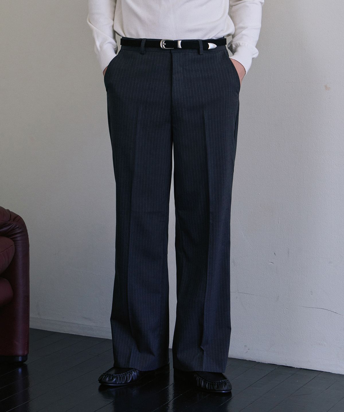 로랑서울(LAURANTSEOUL) Tailored flare slacks(Graystripe)