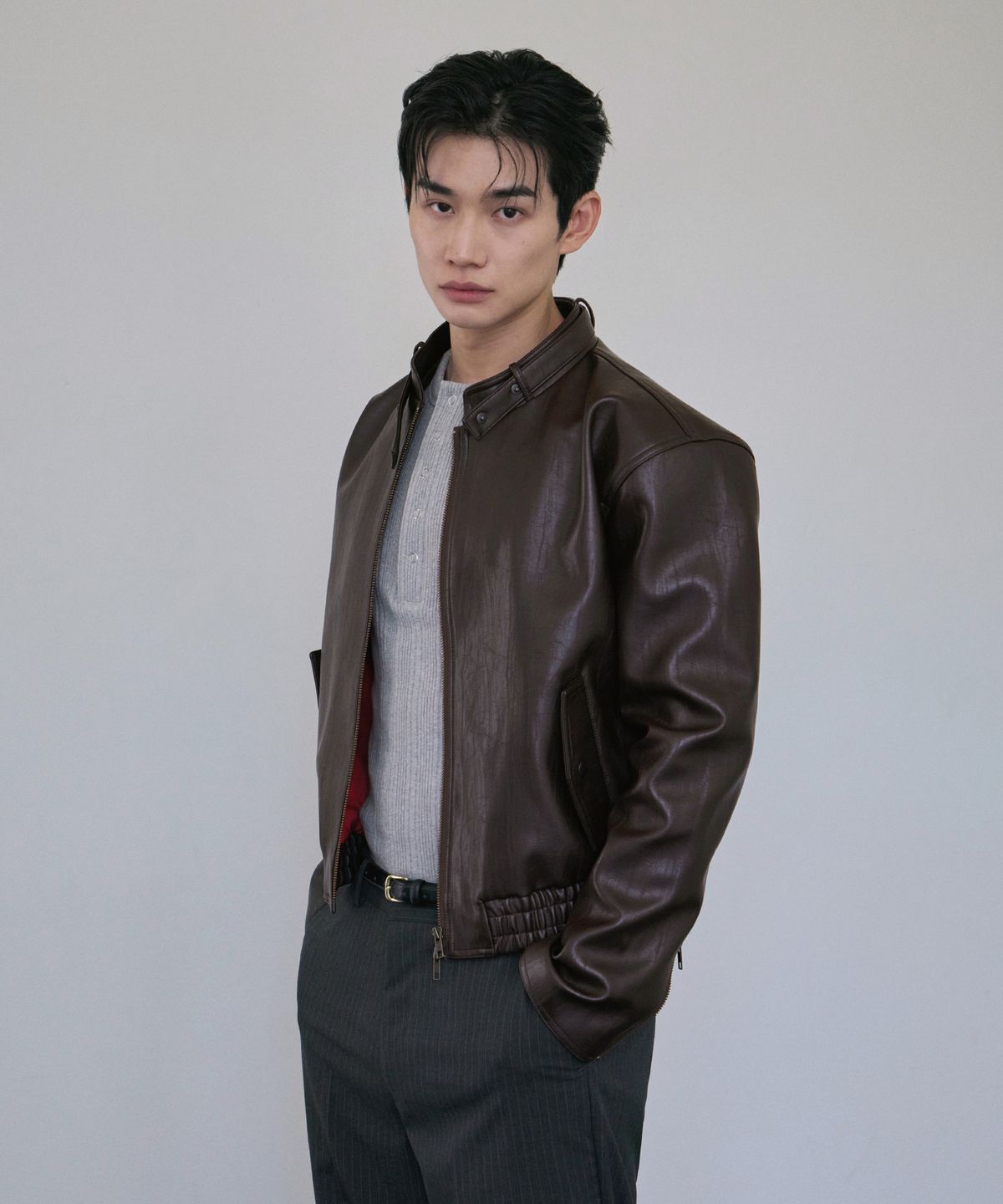 로랑서울(LAURANTSEOUL) Modern racer leather blouson(Brown)
