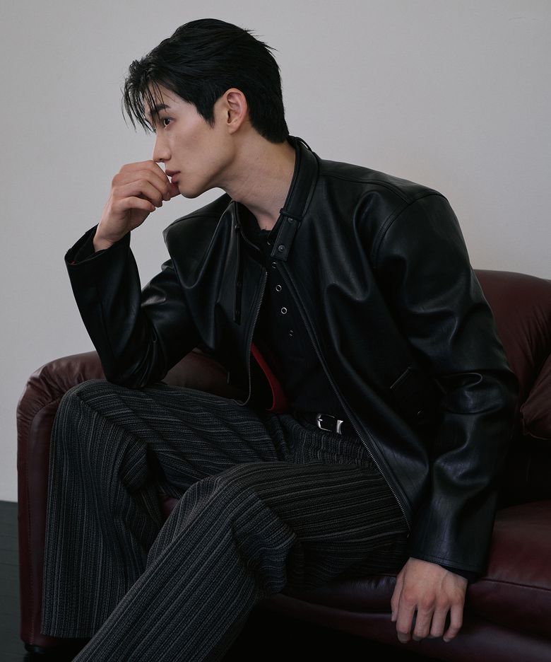 Modern racer leather blouson(Black)
