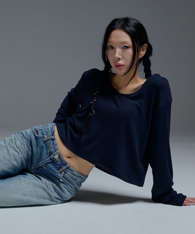 크롭후드 네이비