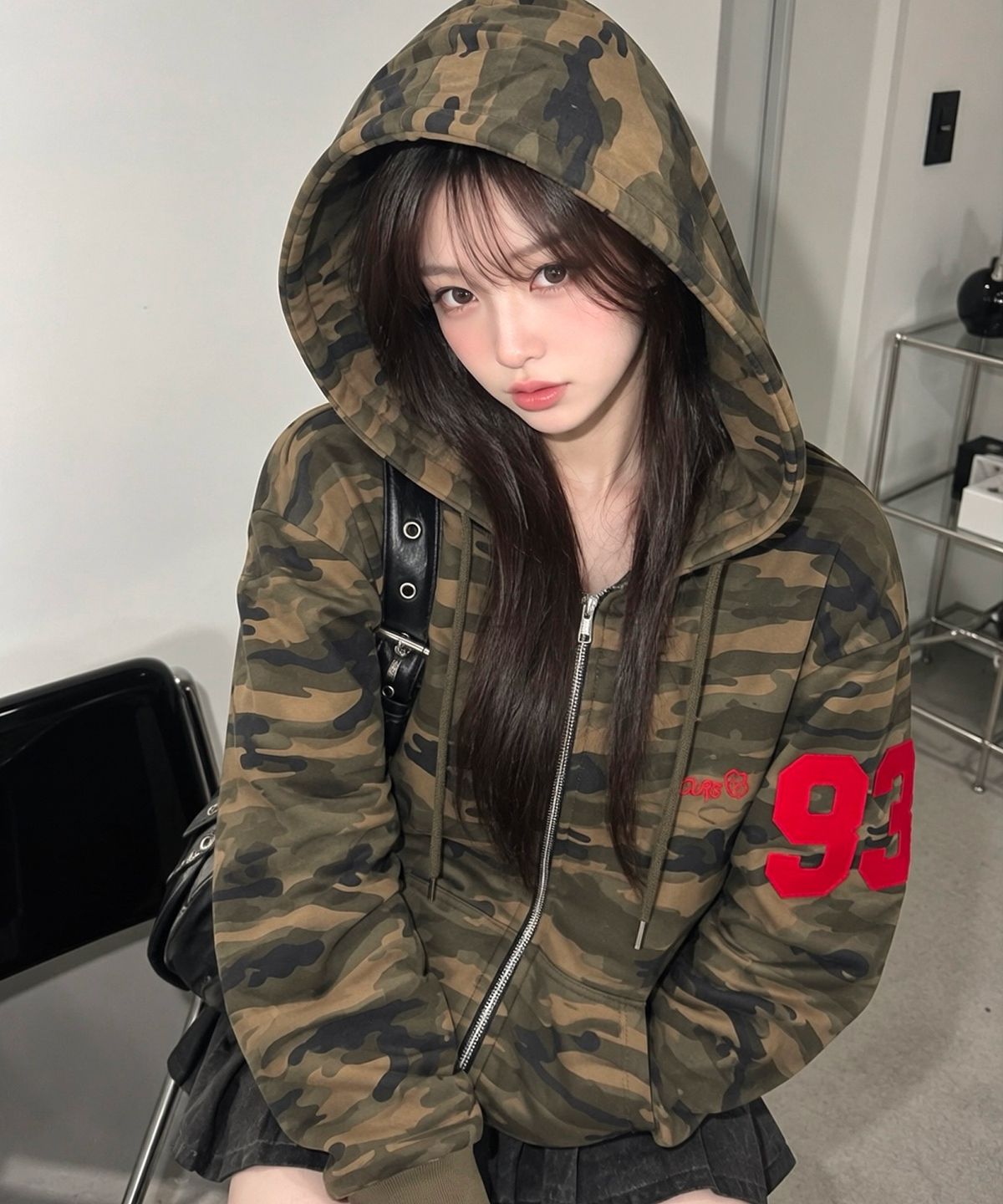 아워세이아워(OURSAYSOUR) 93 패치 카모 후드집업 카키