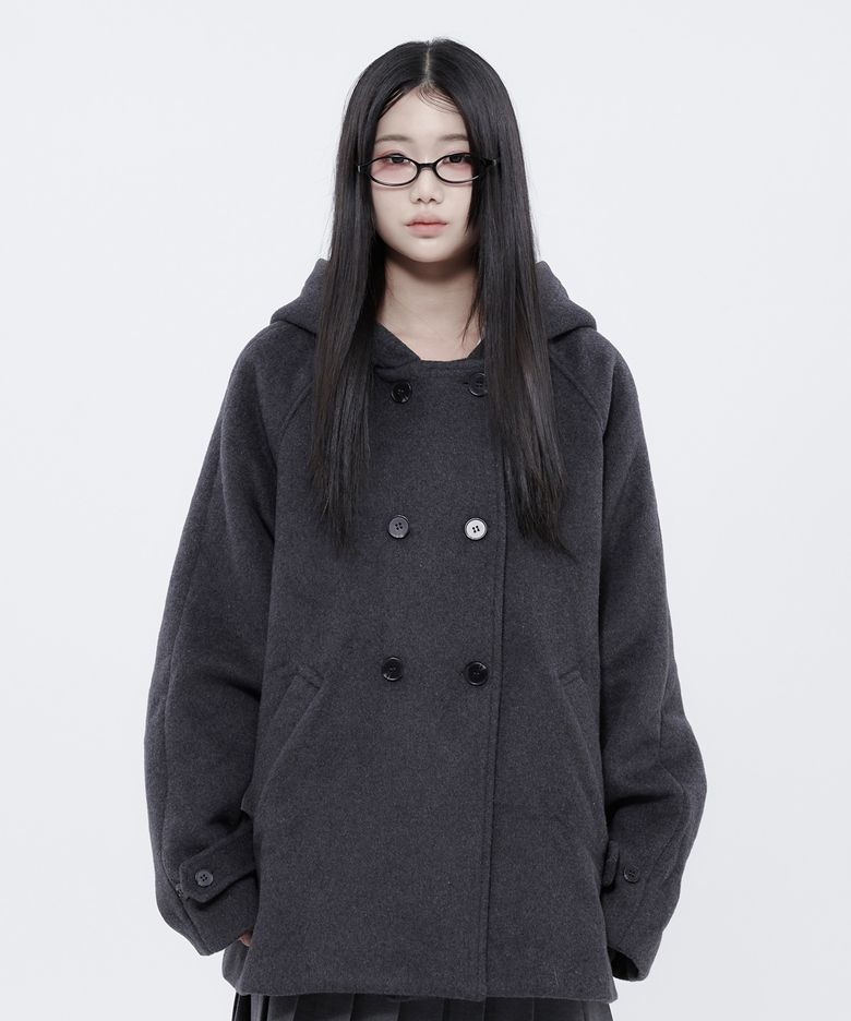 Hooded Half Coat (Charcoal)_ALKAS01534