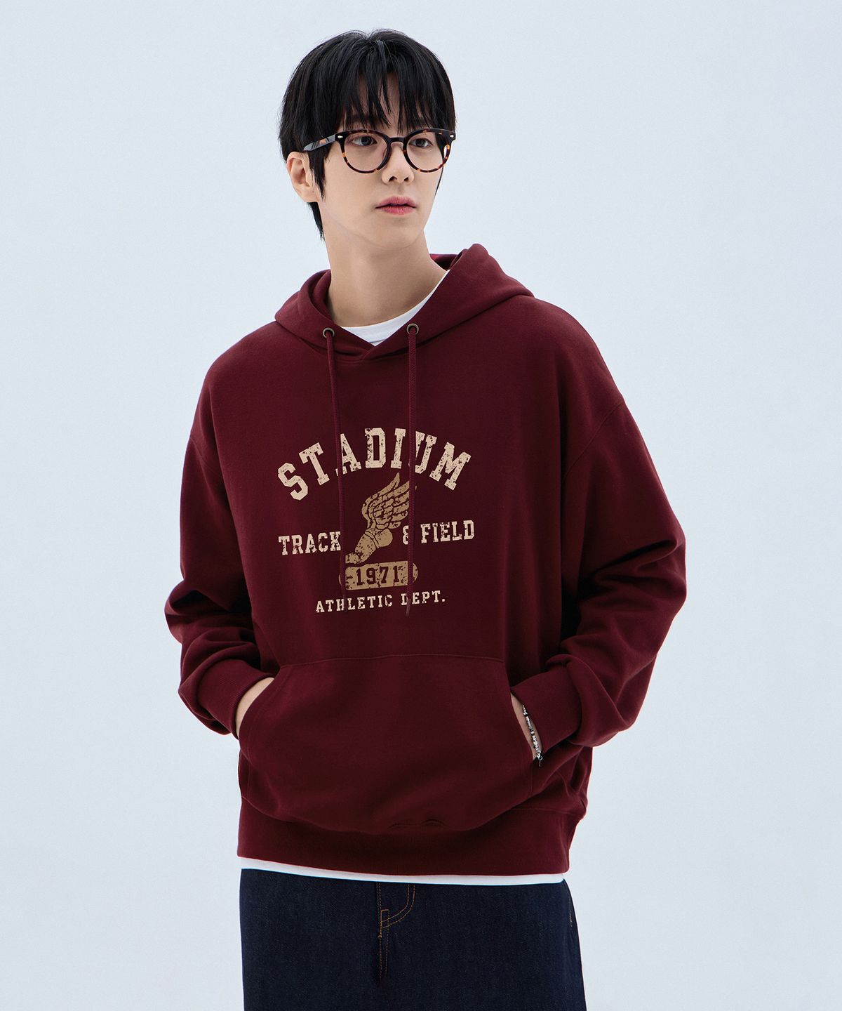 앨빈클로(ALVINCLO) 빈티지 스타디움 그래픽 후드티 AVH716 (3COLOR)
