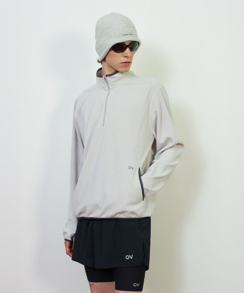 Technol-OV™ GRID FLEECE HALF ZIP (LIGHT GRAY)