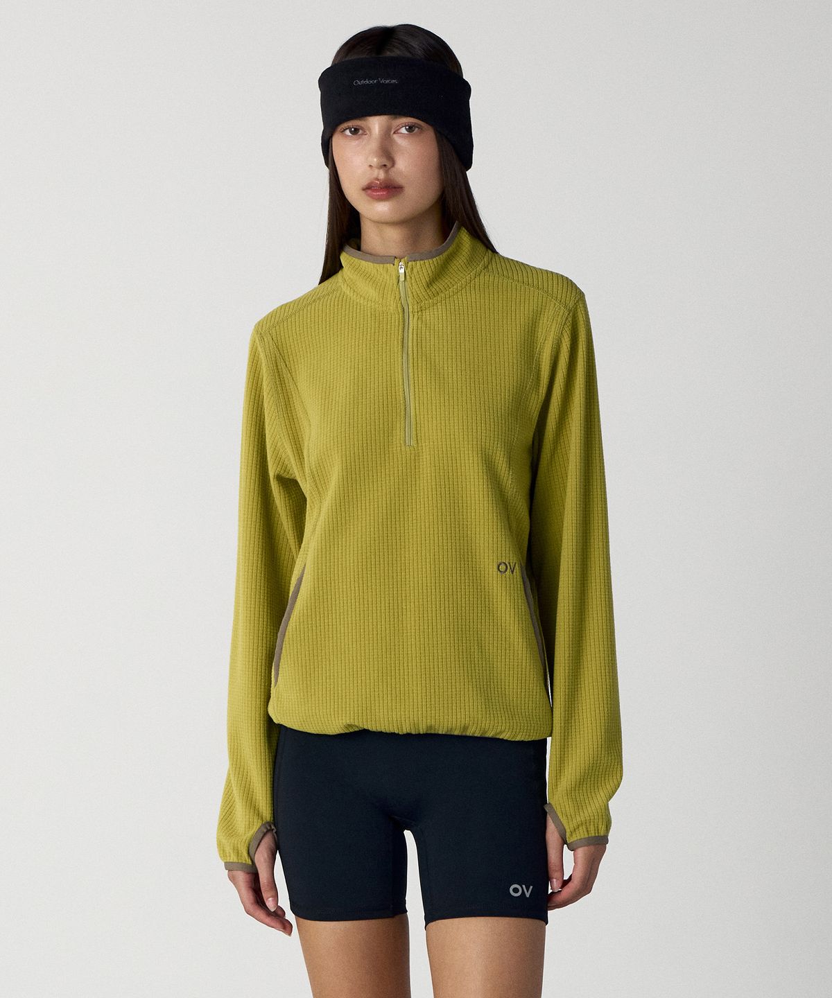 아웃도어 보이스(OUTDOOR VOICES) Technol-OV™ GRID FLEECE HALF ZIP (OLIVE)