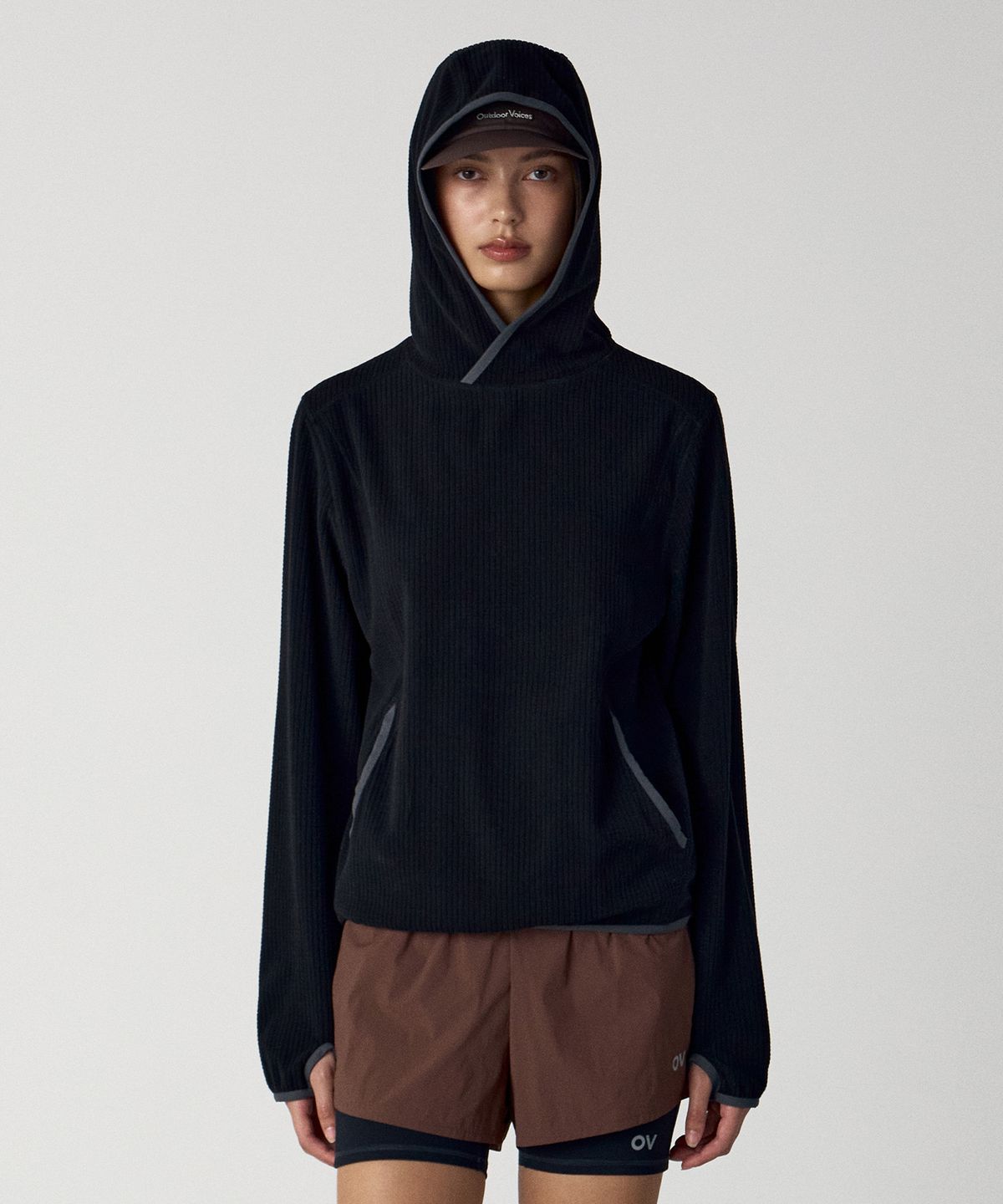아웃도어 보이스(OUTDOOR VOICES) Technol-OV™ GRID FLEECE HOODIE (BLACK)