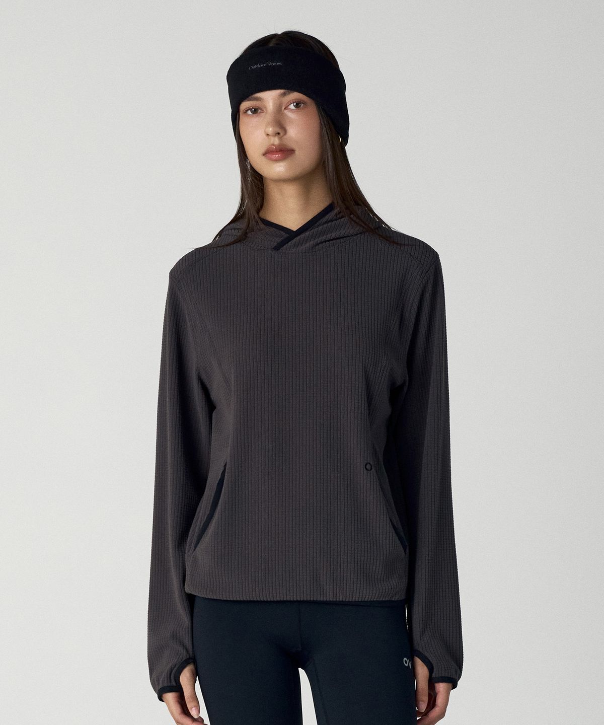 아웃도어 보이스(OUTDOOR VOICES) Technol-OV™ GRID FLEECE HOODIE (CHARCOAL)