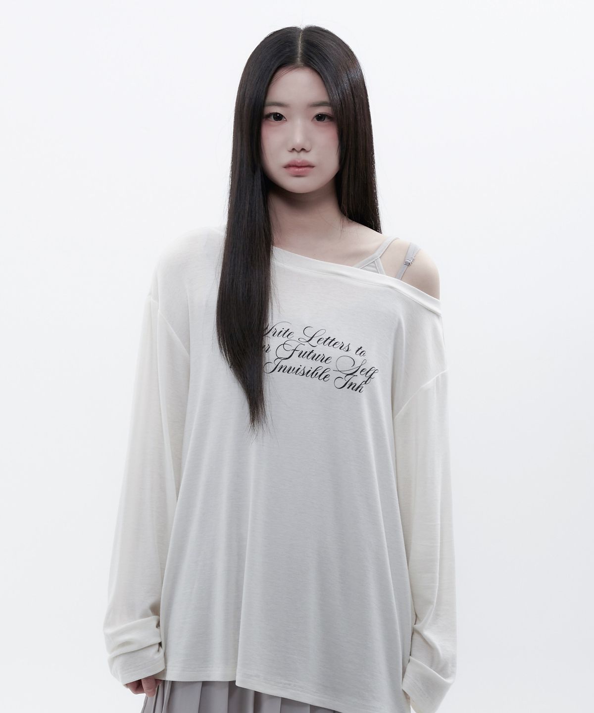 알키알카(ALKI ALKA) Cami Layered Lettering Tee (Ivory)_ALKAS01555