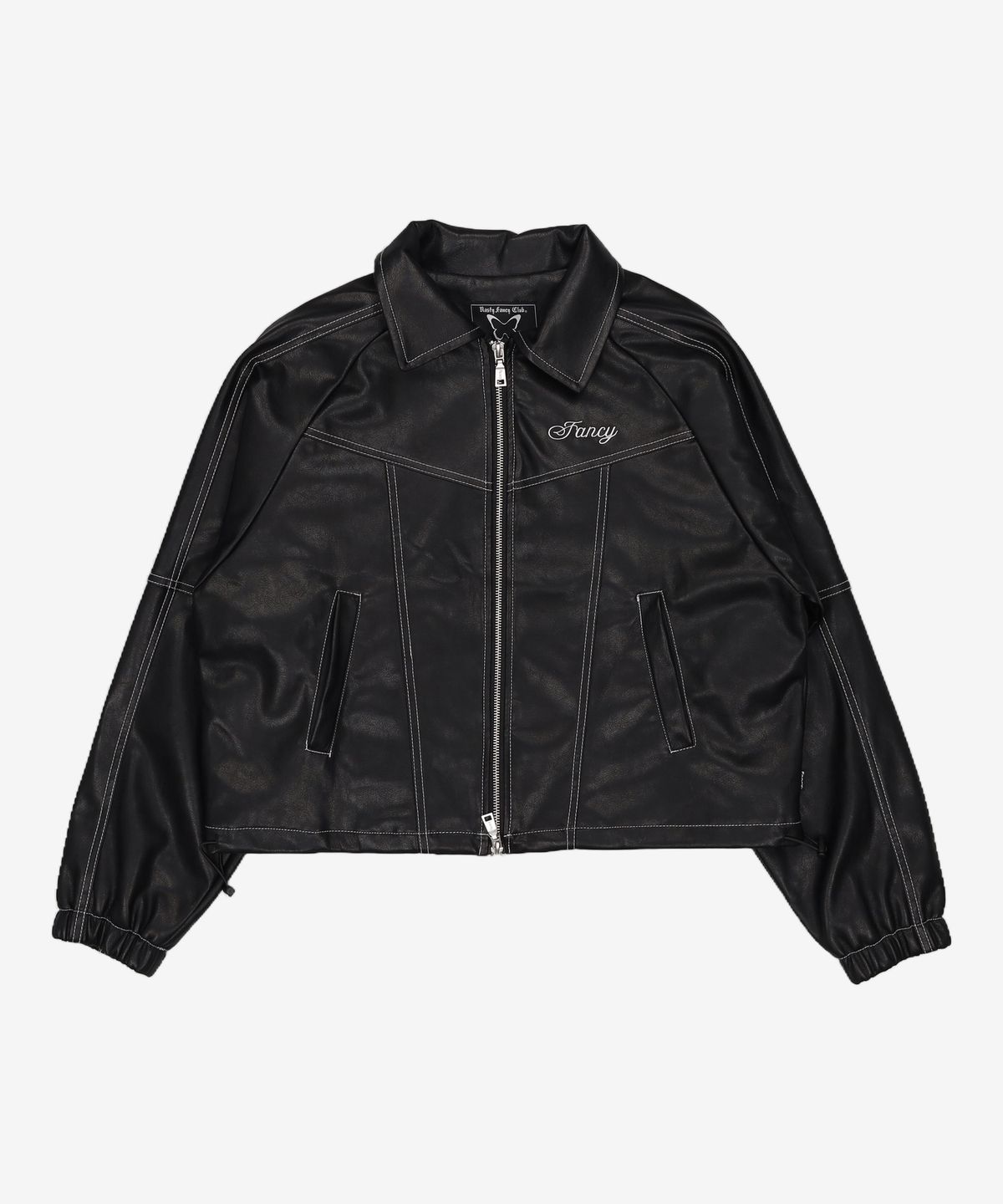 팬시클럽(FANCY CLUB) [NF] 글로시 스티치 자켓 (LEATHER)_F23ZA943 L