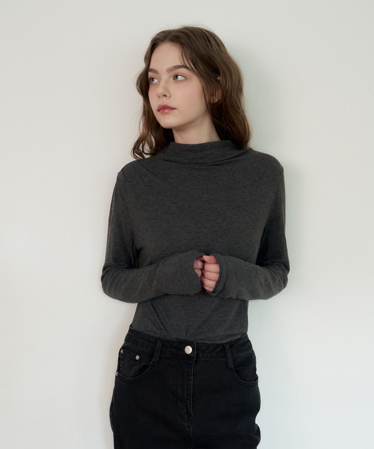 플로브(FLOVE) HALF NECK ANGORA TEE_CH