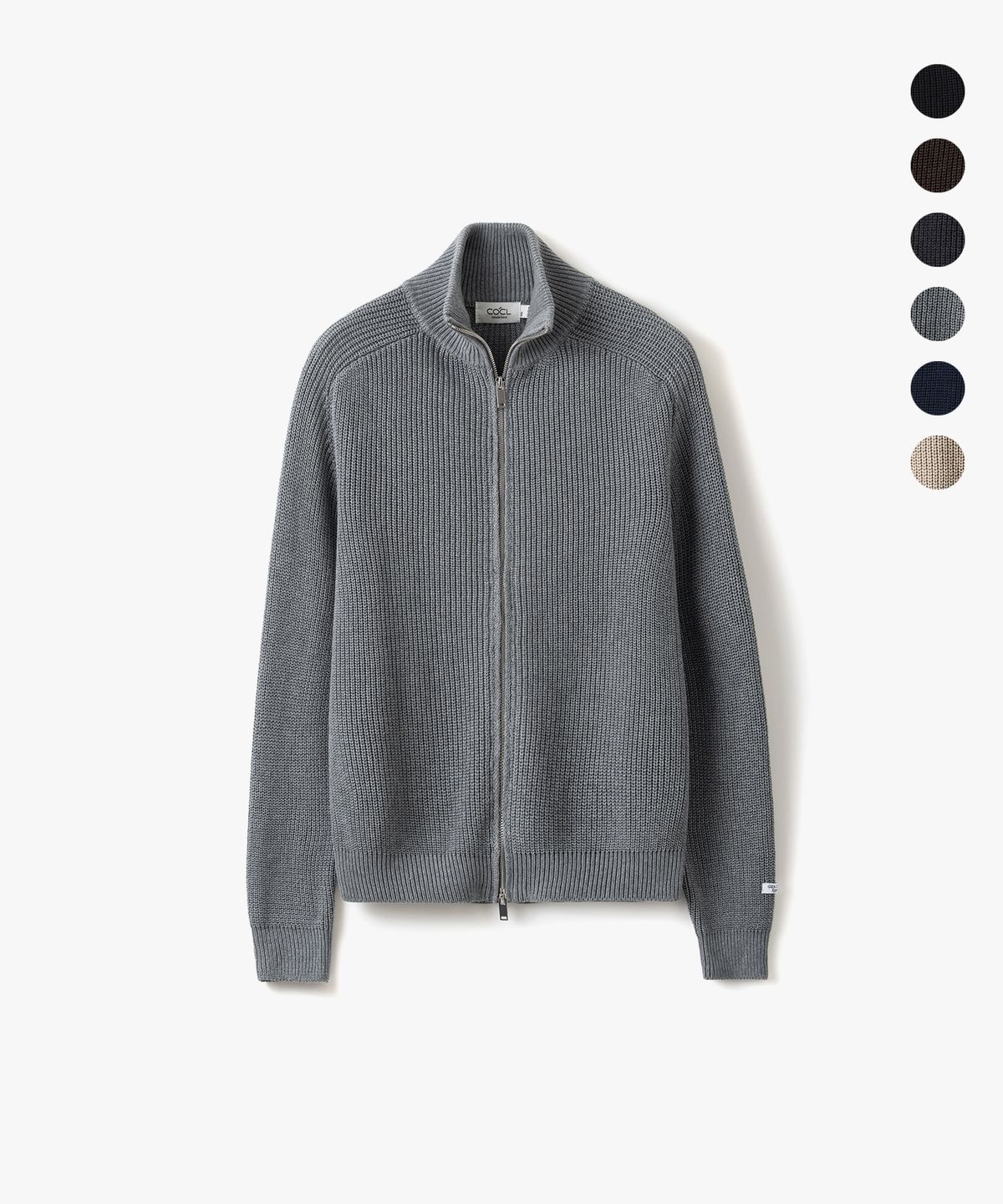 커스텀어클락(COSTUME O’CLOCK) [GIZA COTTON] WASHABLE HEAVY SADDLE ZIP-UP KNIT 6 COLOR COOSCD024