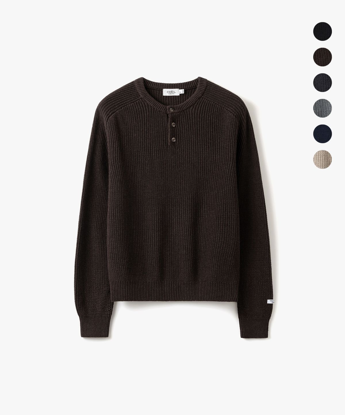 커스텀어클락(COSTUME O’CLOCK) [GIZA COTTON] WASHABLE HEAVY SADDLE HENLEY NECK KNIT 6 COLOR COOSKT080