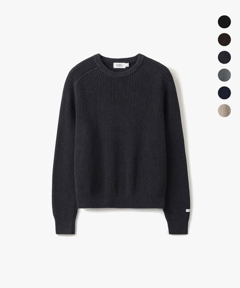 [GIZA COTTON] WASHABLE HEAVY SADDLE ROUND KNIT 6 COLOR COOSKT078
