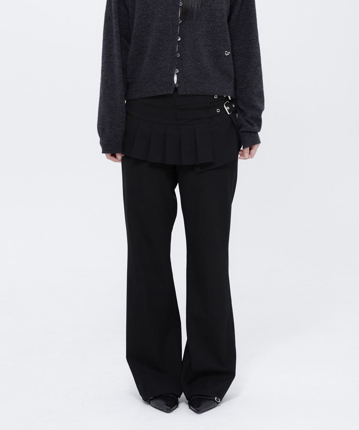 알키알카(ALKI ALKA) Pleated Skirt Trousers (Black)_ALKAS01544