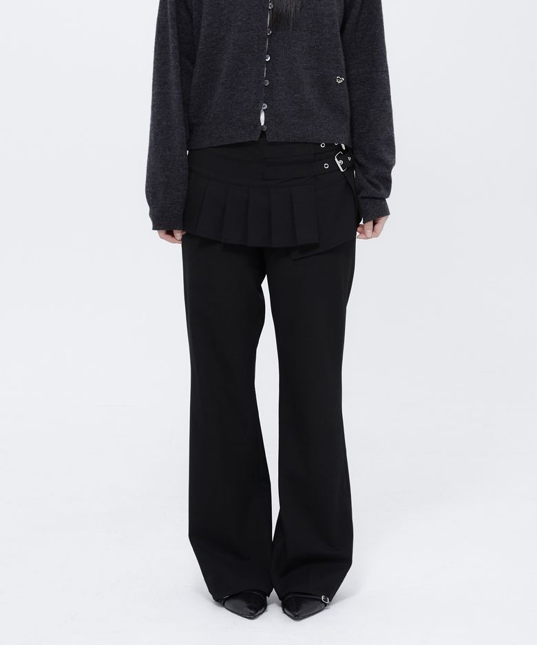 Pleated Skirt Trousers (Black)_ALKAS01544