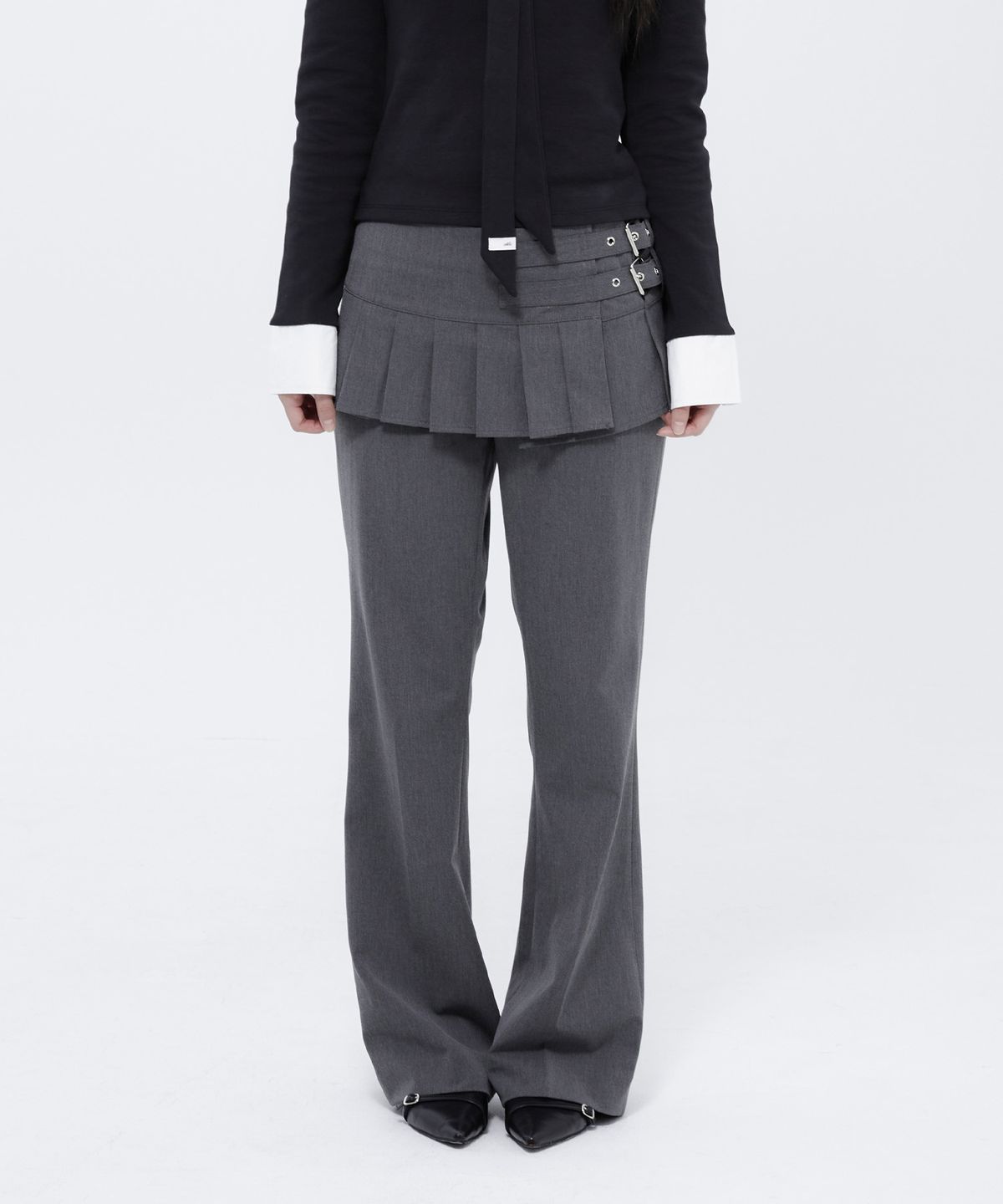 알키알카(ALKI ALKA) Pleated Skirt Trousers (Charcoal)_ALKAS01546