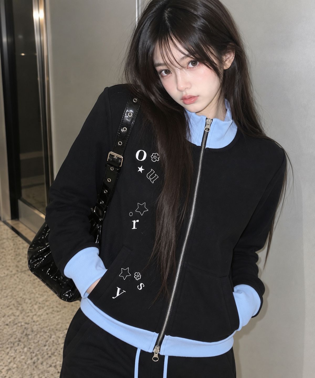 아워세이아워(OURSAYSOUR) OUR 트랙 집업 블랙