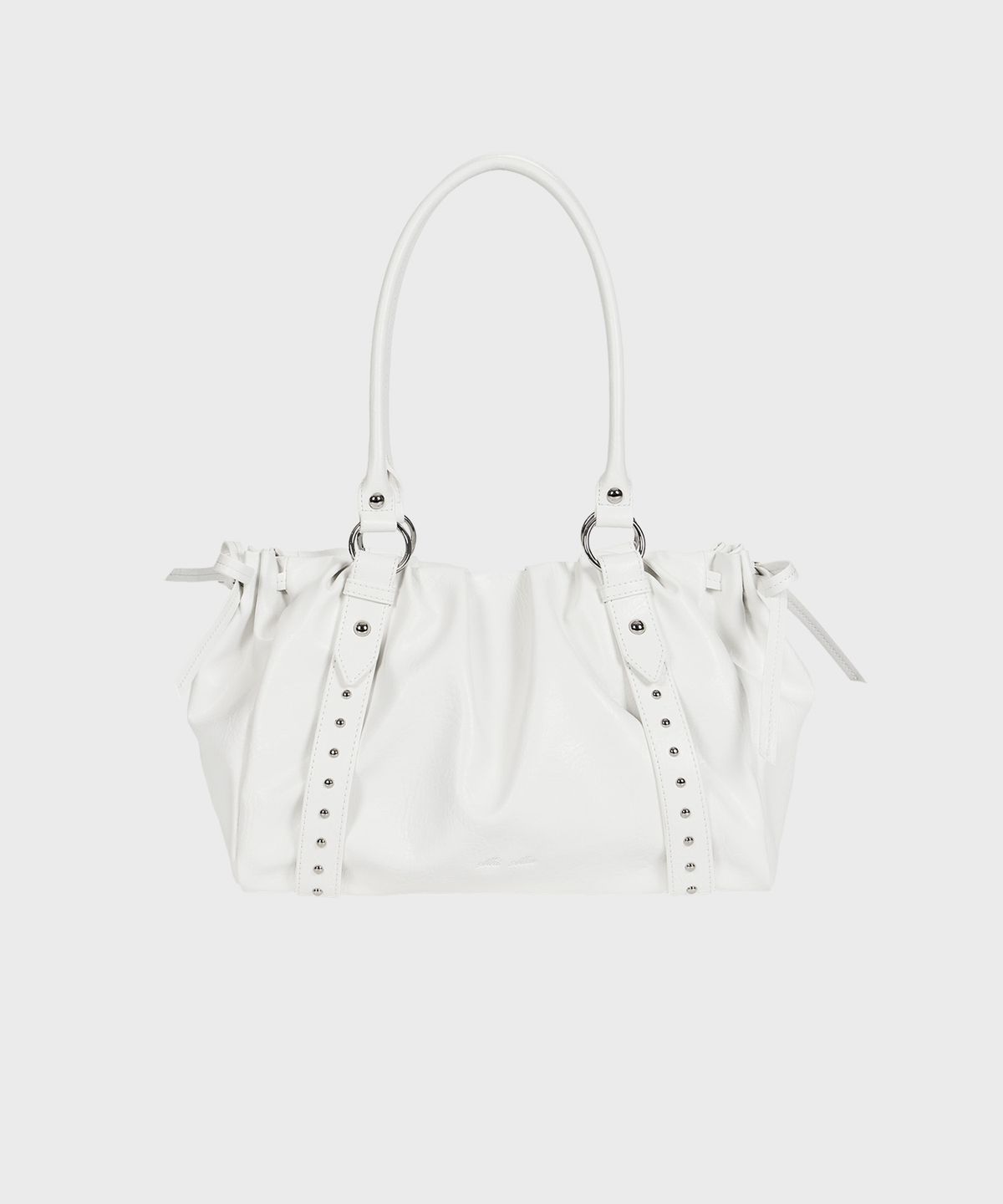 알키알카(ALKI ALKA) Studded Ruched Bag (White)_ALKAS01551