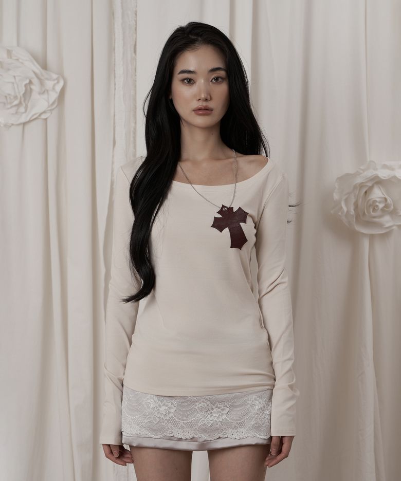 Beige New cross necklace top