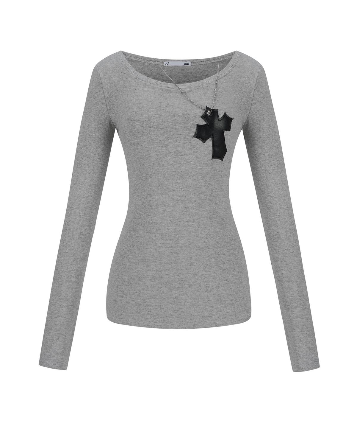 일리오(ILLIO) Gray New cross necklace top