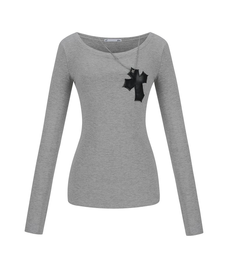 Gray New cross necklace top