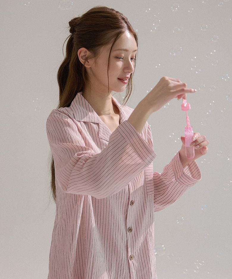 [uni] 헤이븐 핑크 라이트스킨 긴팔 잠옷 세트