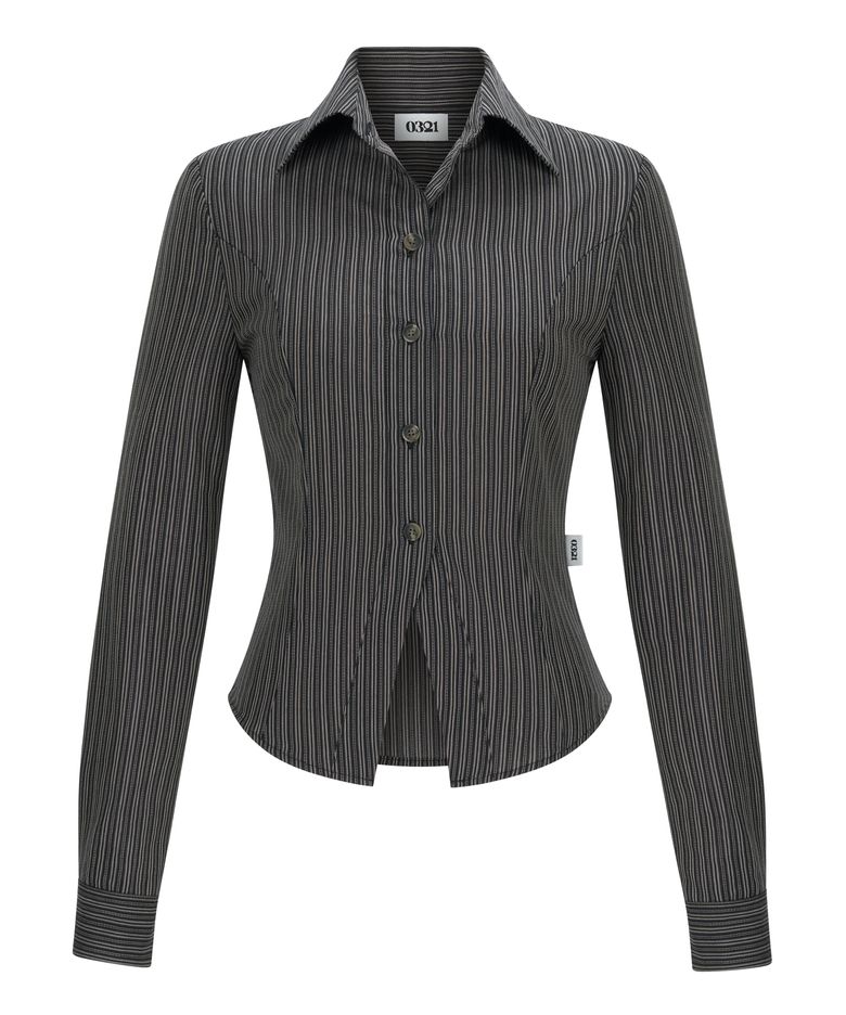STRIPE SLIM SHIRT Ver.2_BLACK