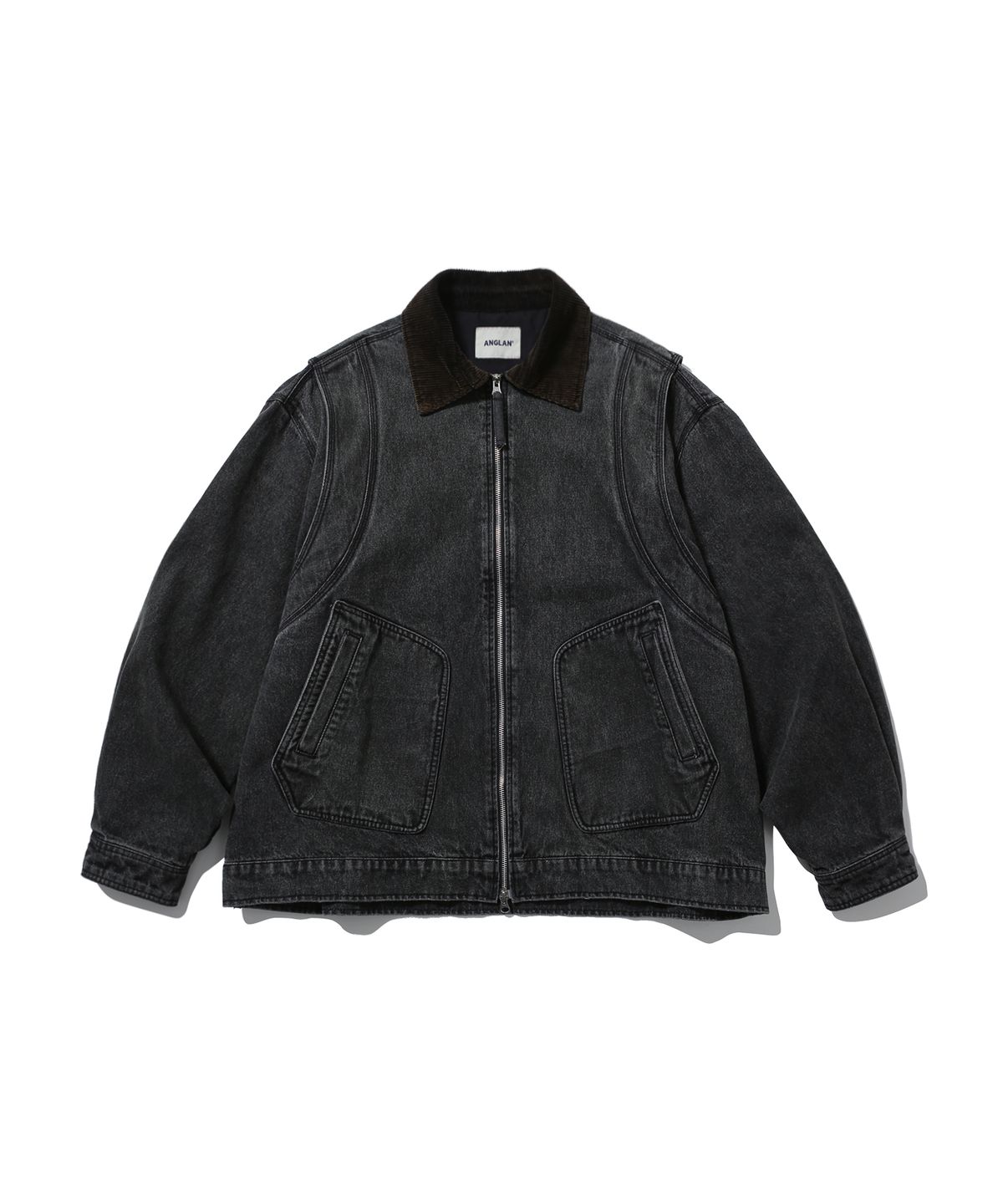 앵글런(ANGLAN) Denim Work Zip-Up Jacket - Washed Black