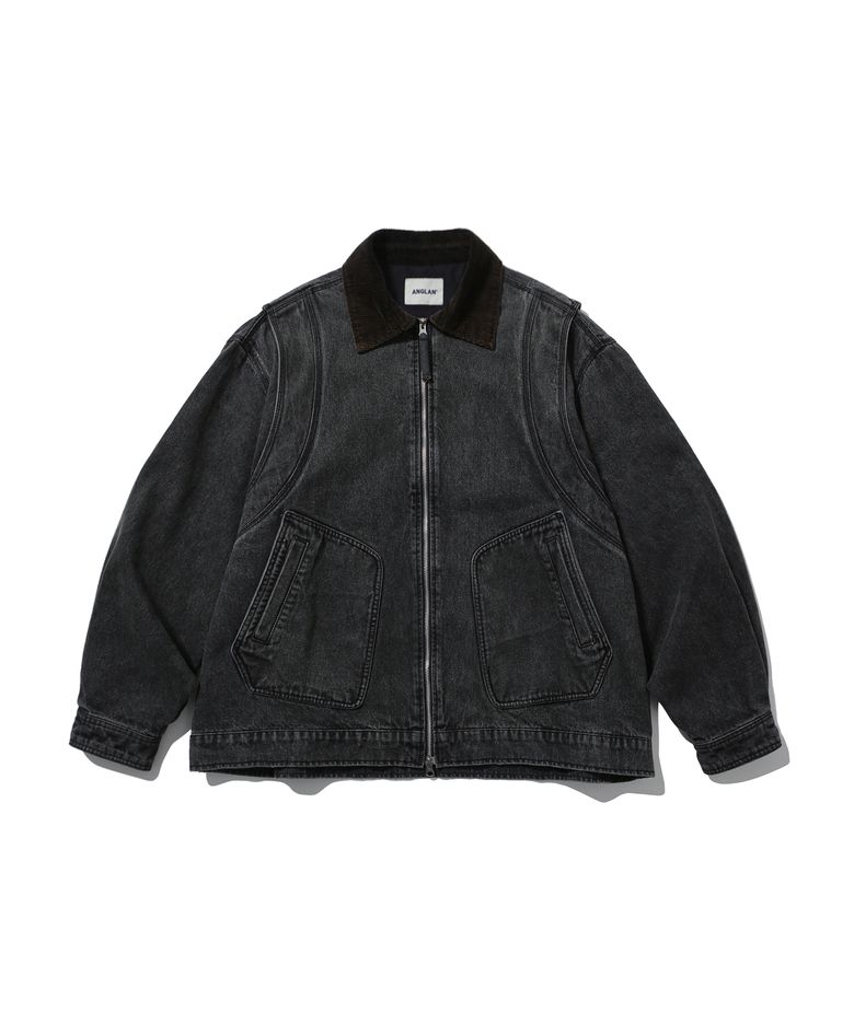 Denim Work Zip-Up Jacket - Washed Black